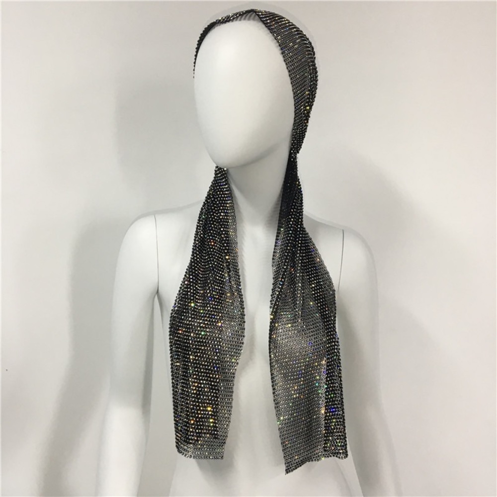 Rhinestone chain metal head scraf